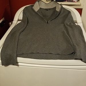 Mens express 1/4 zip grey gray sweater sz XL
